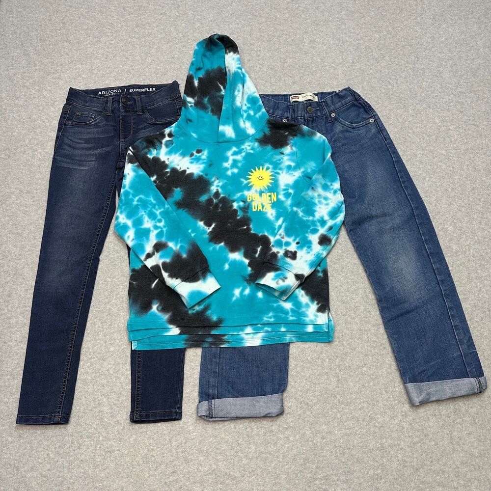 Bundle of 3 Girls 8/10 Levi's 514 Skinny Jeans Arizona Jeans Art Class Hoodie